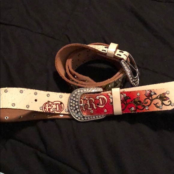 1 LEFT! ED HARDY Leather belt- Medium - Picture 2 of 4